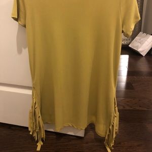 Mustard shirt sleeve side ruffle shirt